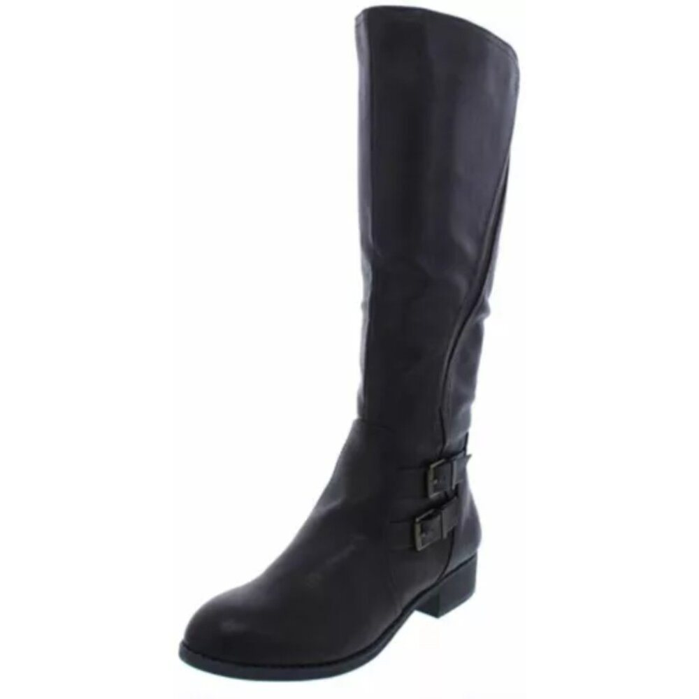 Style & Co. Milah Women Brown Leather Almond Toe Knee High Tall Riding Boot 6.5